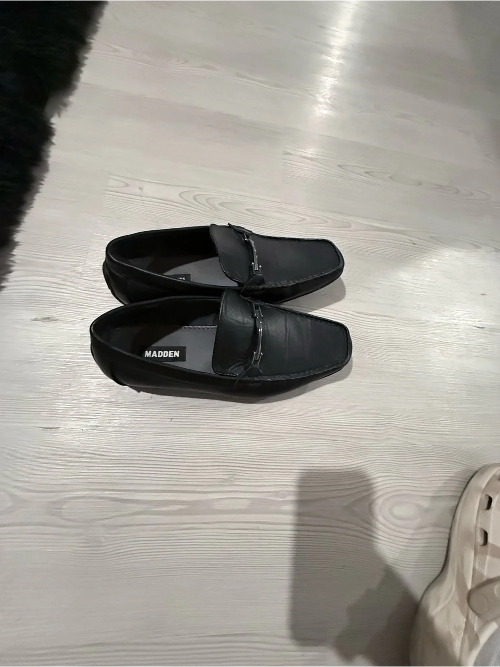 Madden Men’s Black Leather Slip-On Driving Loafers